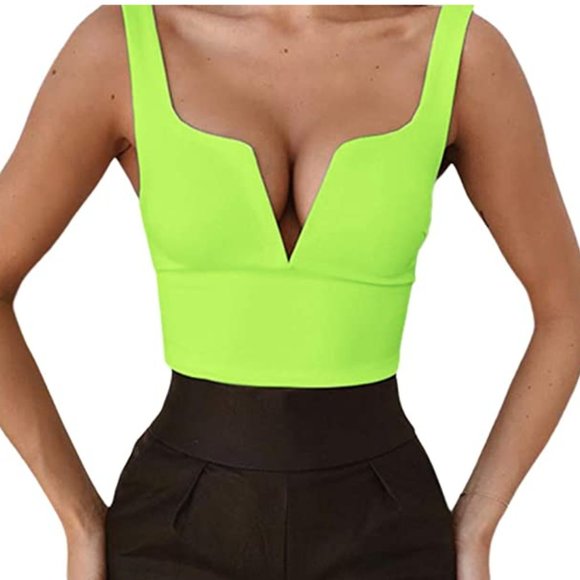 Tops - PLUNGE V NECK CROP TOP 💚